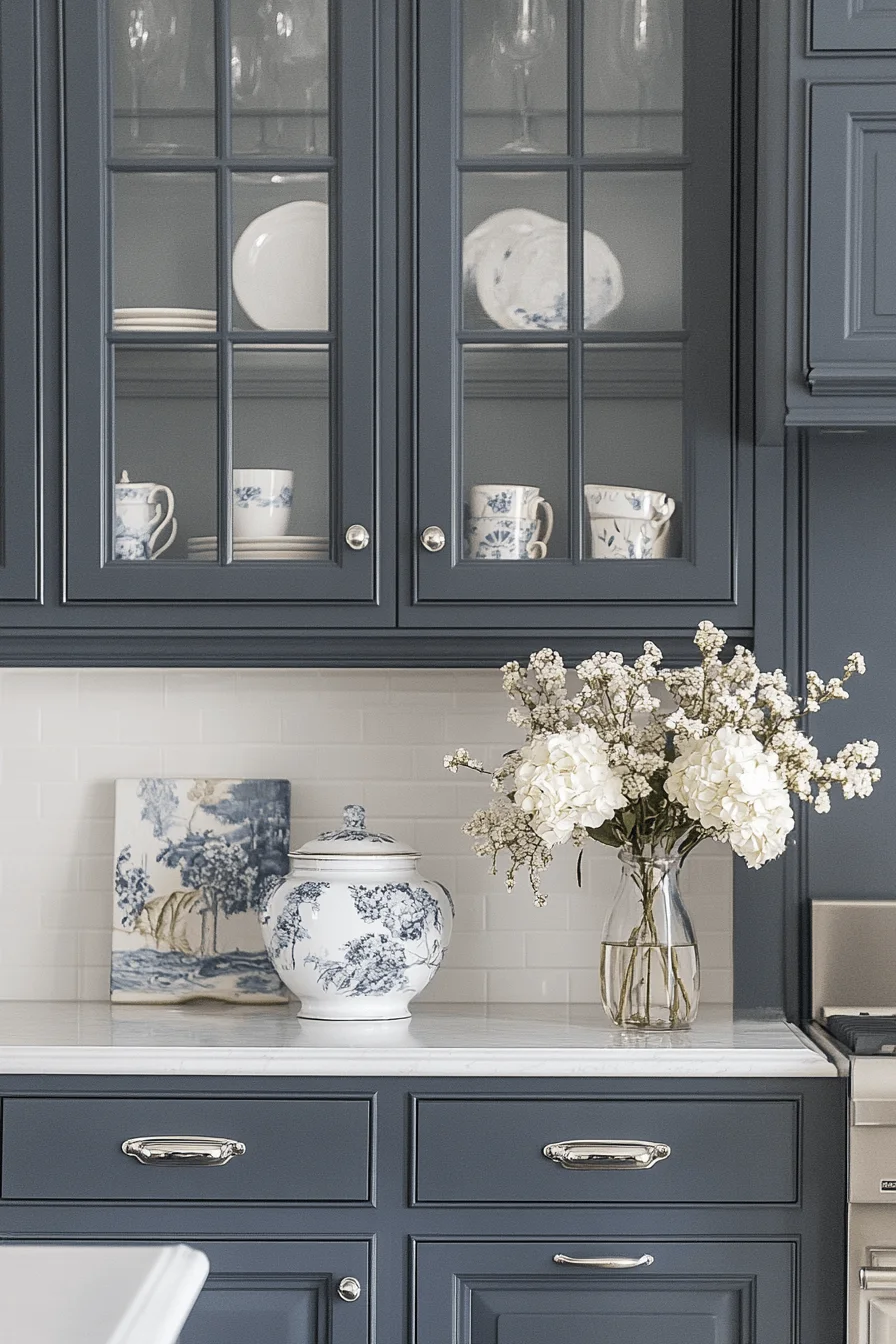 refined charcoal gray kitchen cabinets