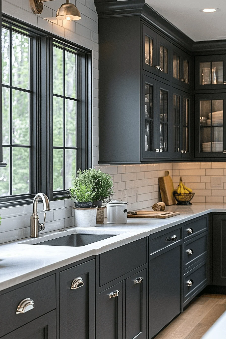 radiant charcoal gray kitchen cabinets