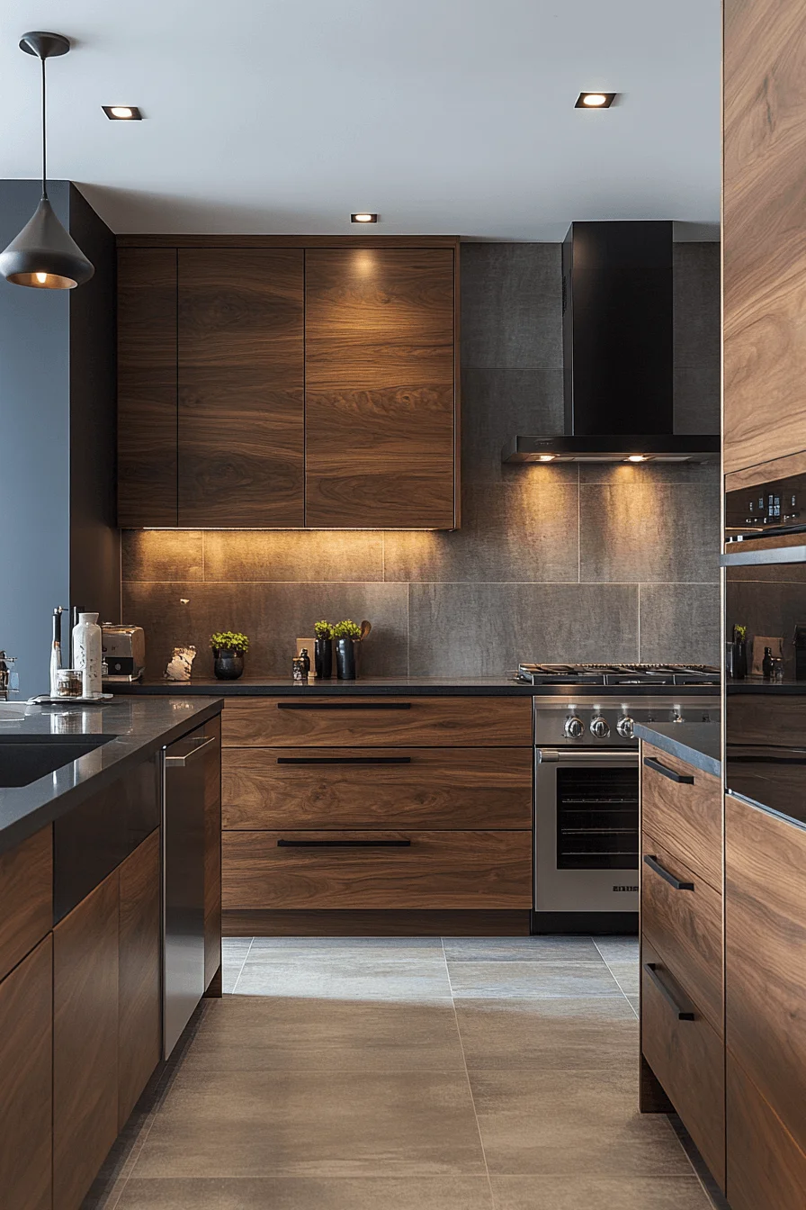 sophisticated dark walnut kitchen cabinets