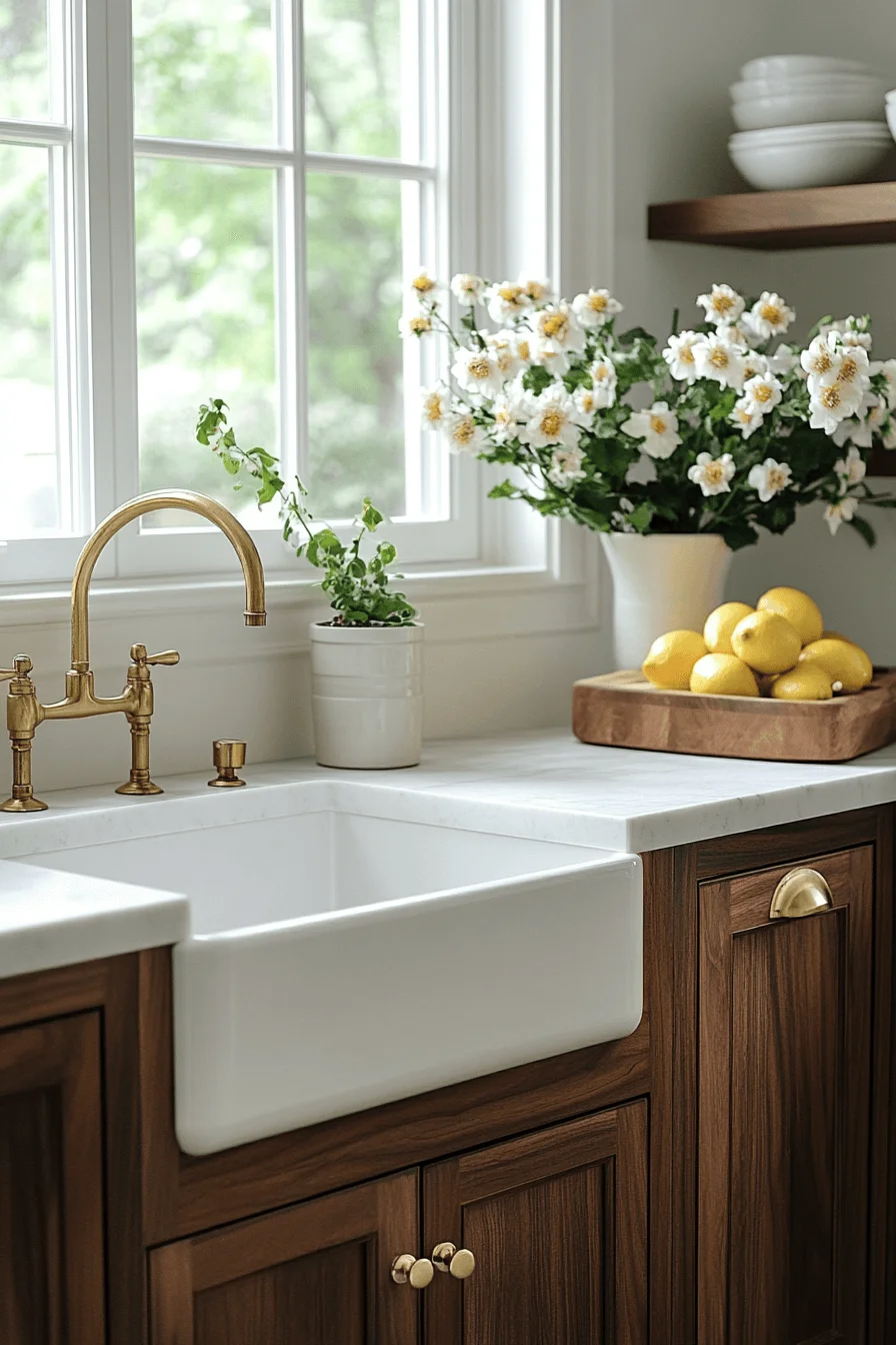 serene dark walnut kitchen cabinets