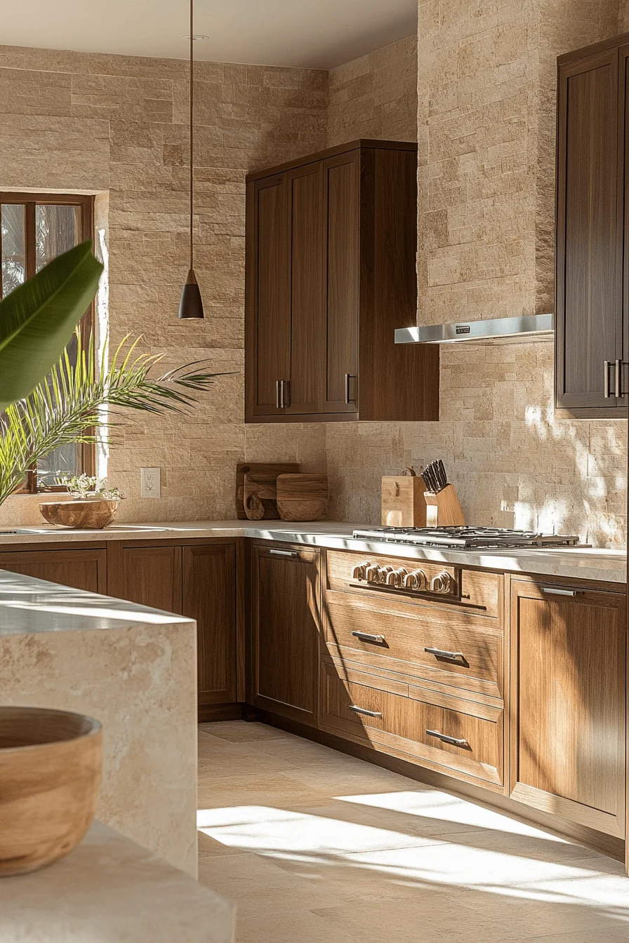 tranquil dark walnut kitchen cabinets