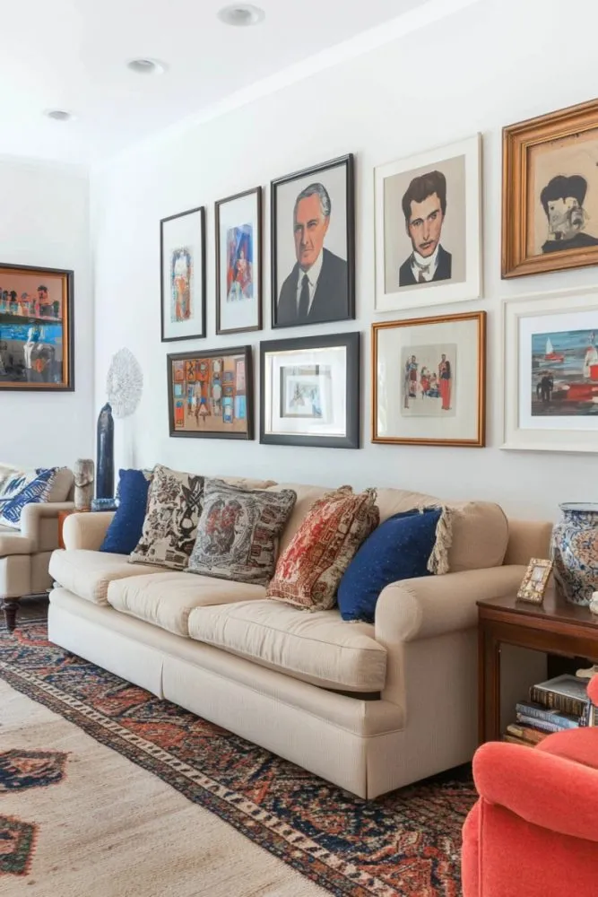 living room gallery wall ideas Salon Style Chaos (Done Right)
