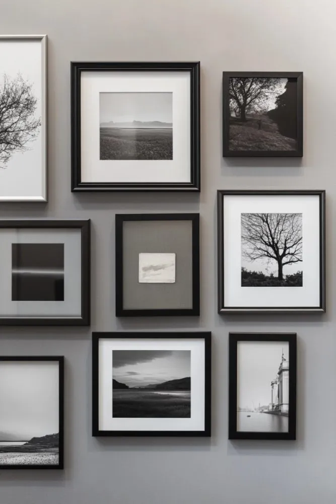 monochrome living room gallery wall ideas