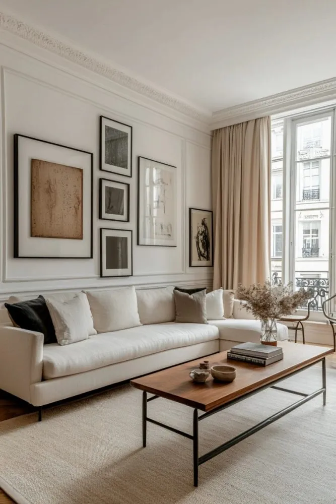 living room gallery wall ideas Horizontal Layout Stretch