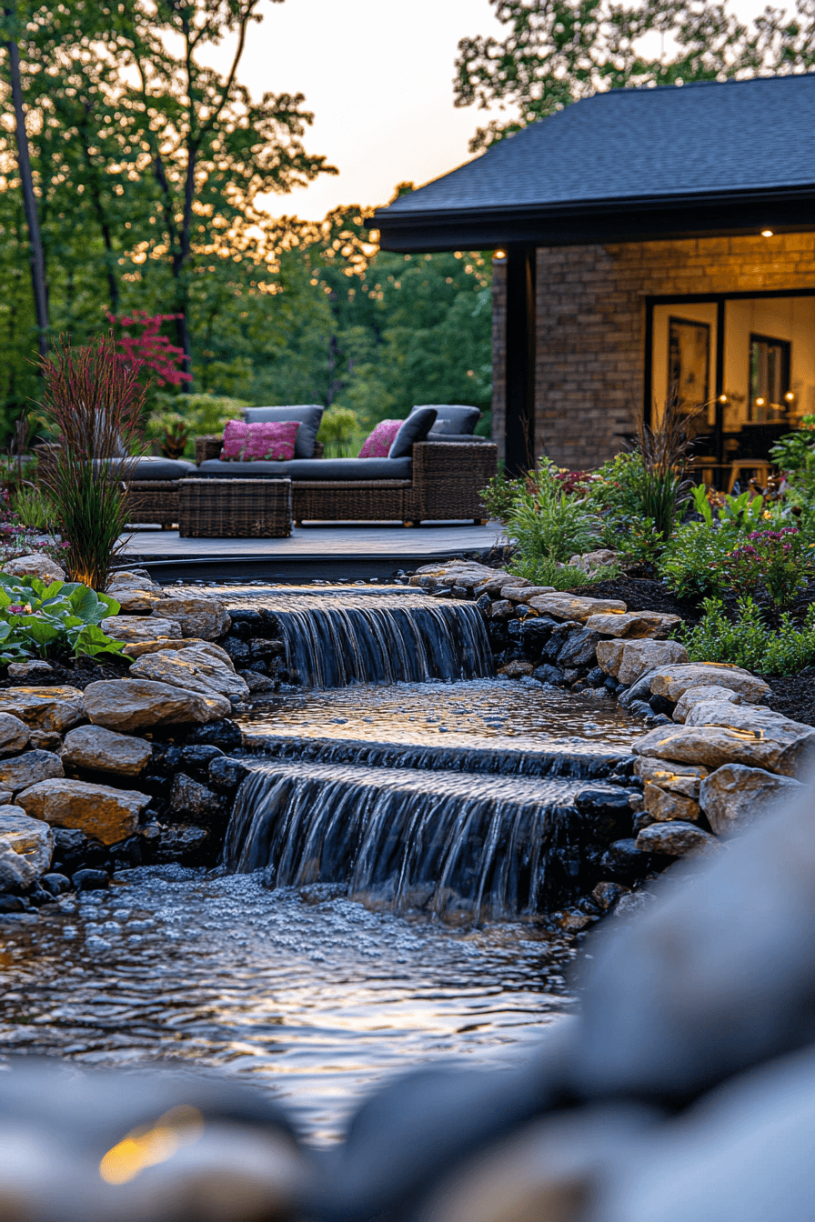 water feature patio garden