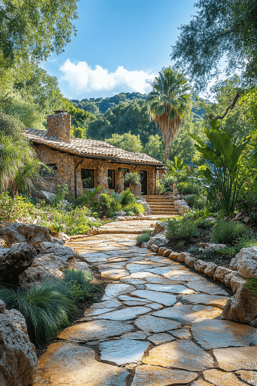 rustic stone pathway patio