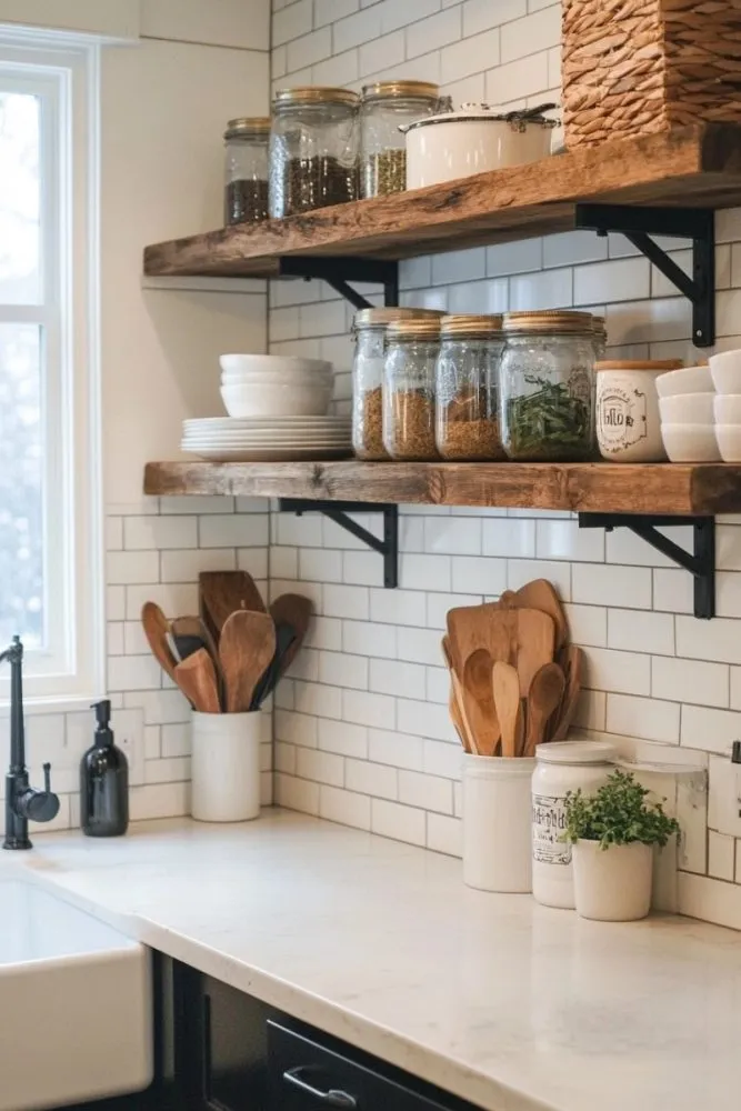 Rustic farmhouse style shelves