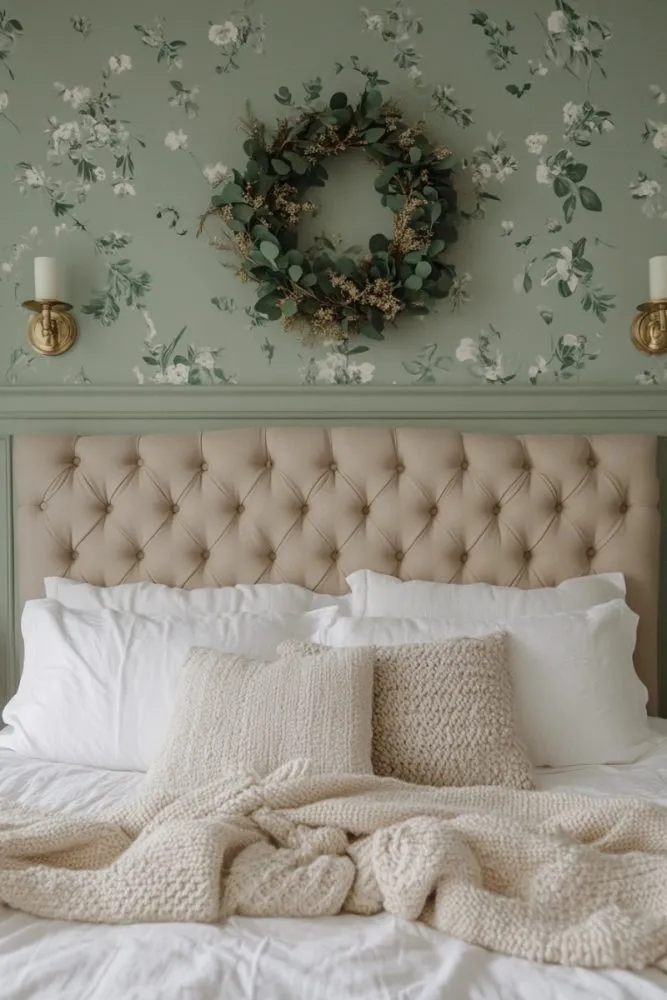 Sage Green Wallpaper Accent Wall