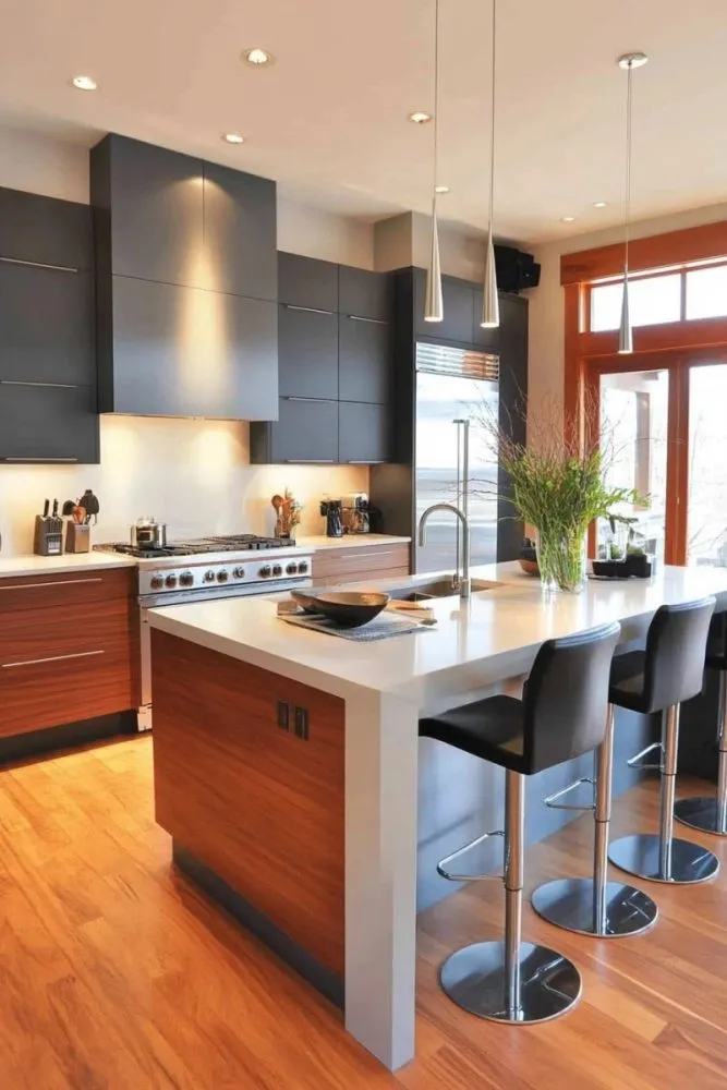 dark kitchen cabinet ideas gunmetal gray cabinets with subtle LED