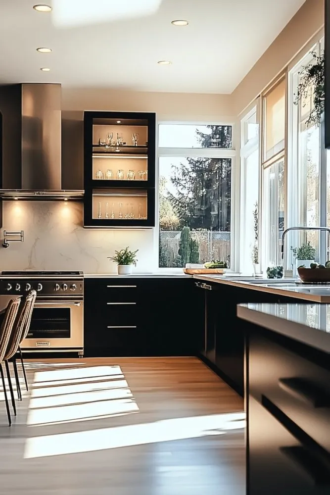 dark kitchen cabinet ideas black