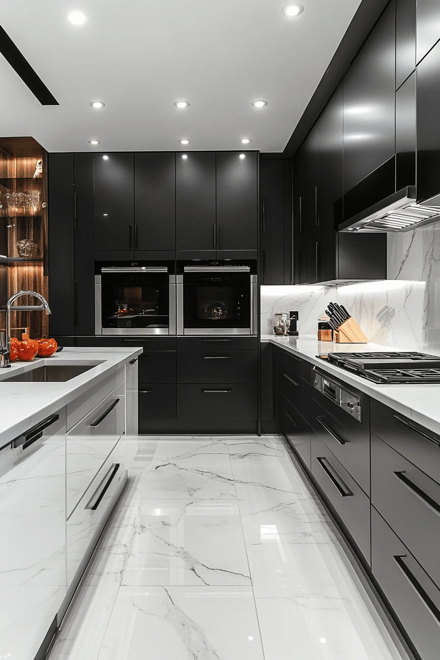 black and white kitchen cabinets