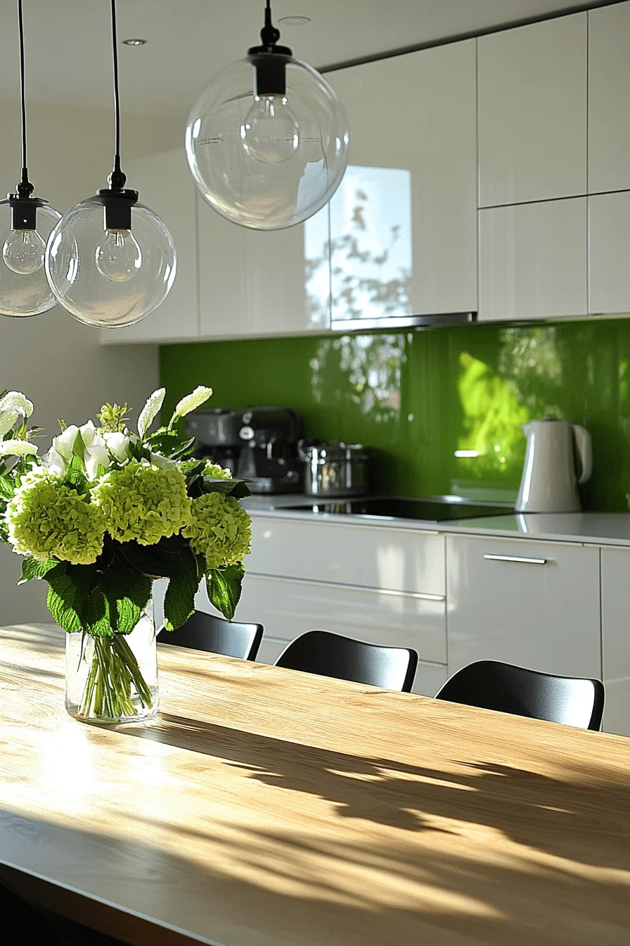 forest green and white kitchen