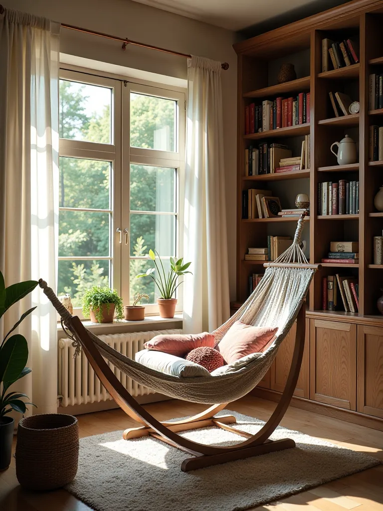 Compact boho bedroom featuring Murphy bed with macrame details
