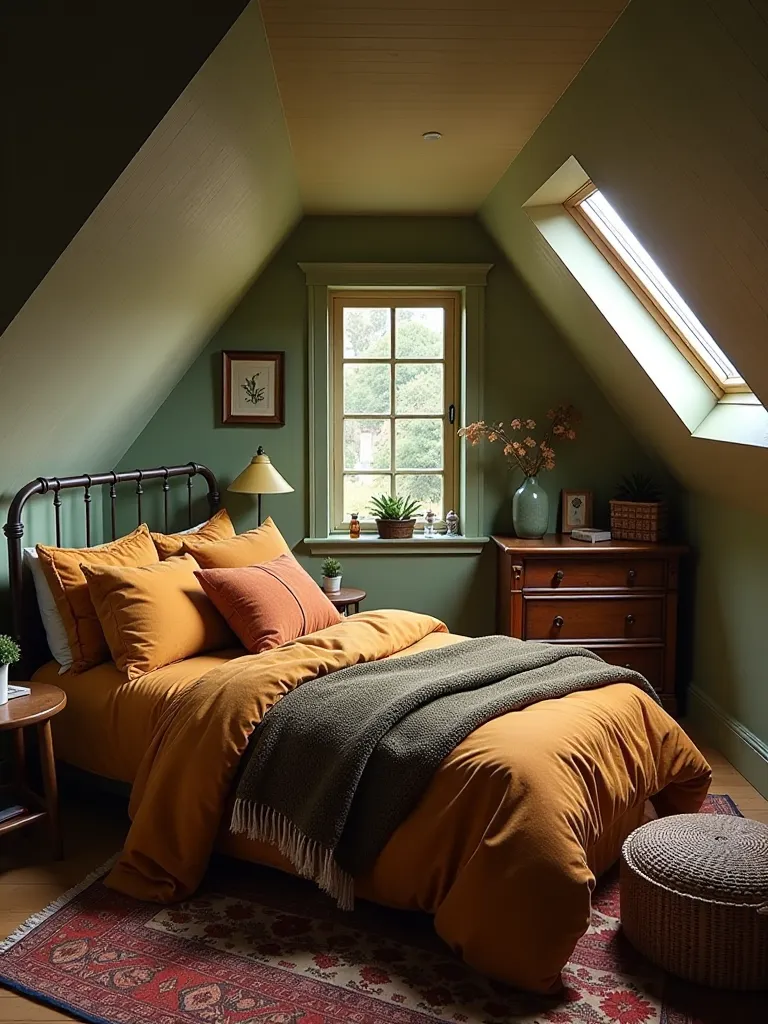 Bright boho bedroom featuring neutral tones with coral and turquoise pops