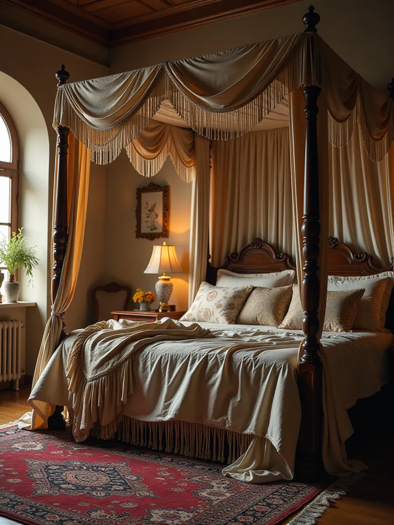 Boho bedroom with Moroccan influences and mood lighting