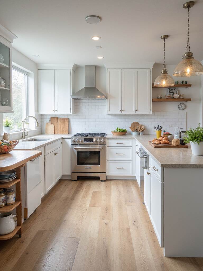 Modern kitchen layout showcasing dedicated zones for prep, cooking, and cleanup.