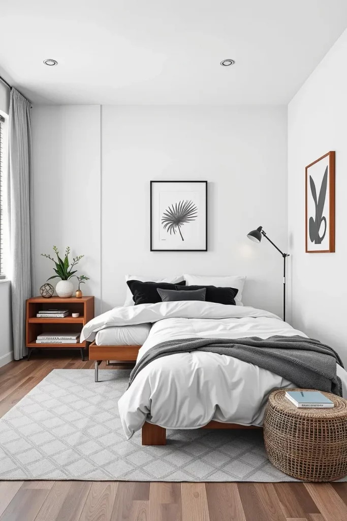 Minimalist guest bedroom with clean lines