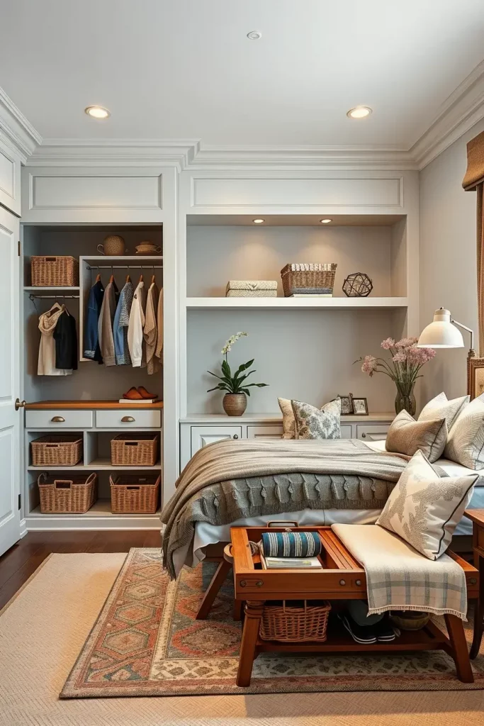 Guest bedroom with smart storage solutions