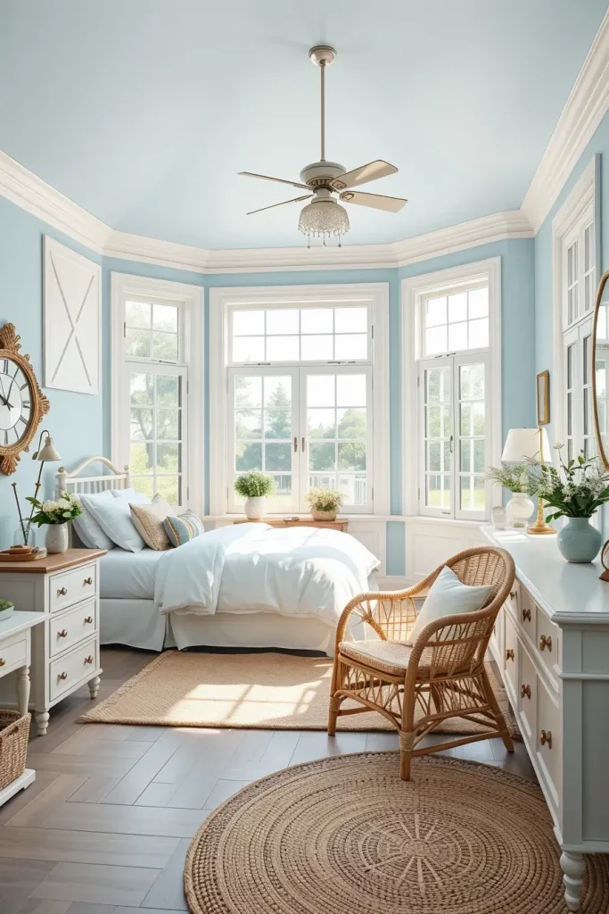 Summer guest room with natural textures