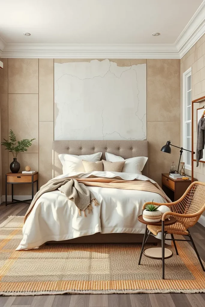 Guest bedroom with mixed textures