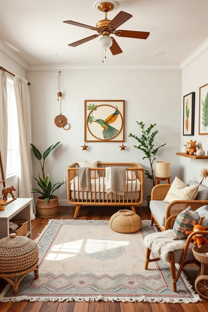 Nursery with mixed patterns and custom decor