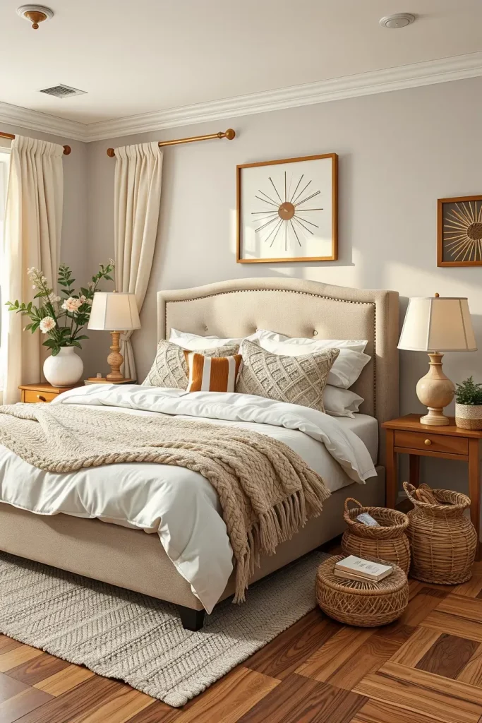Cozy bedroom with neutral colors
