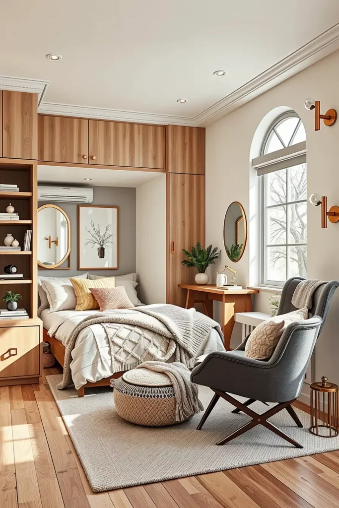 Compact bedroom with smart storage