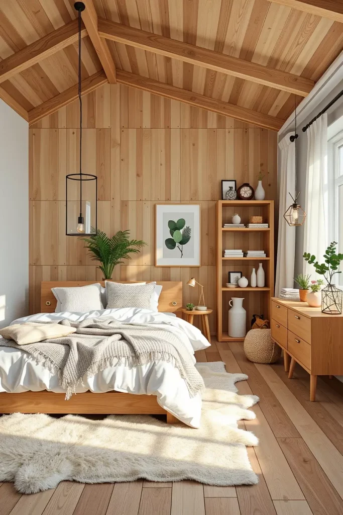 Scandinavian bedroom with natural elements