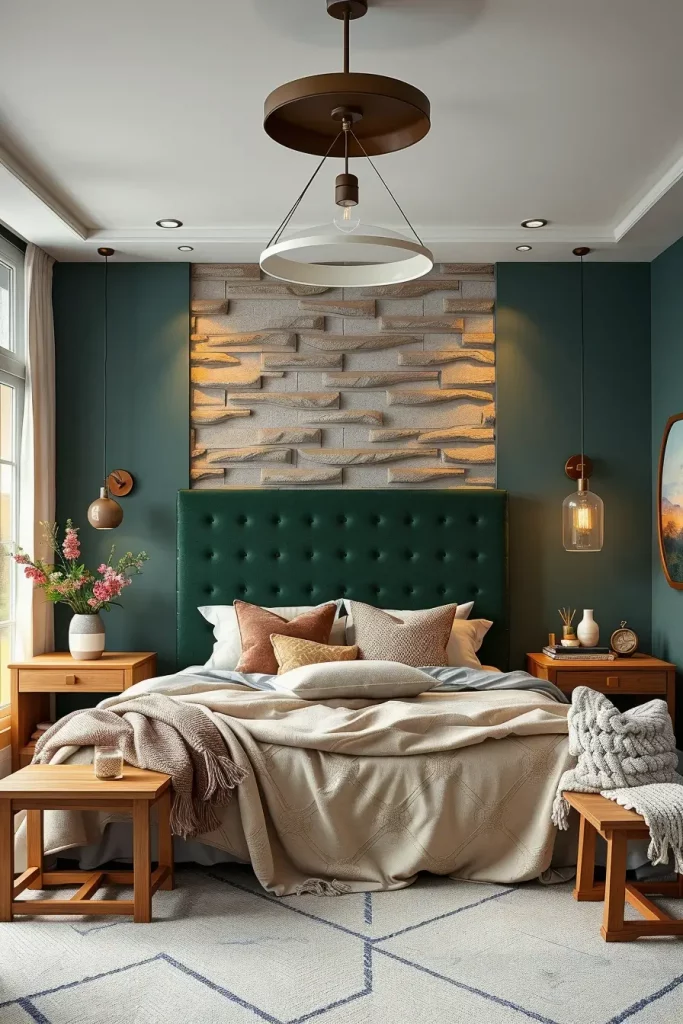 Bedroom with accent wall
