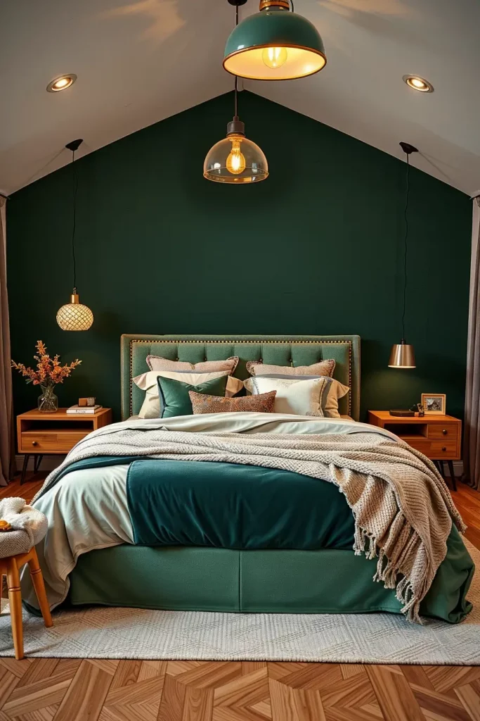 Cozy bedroom with accent wall