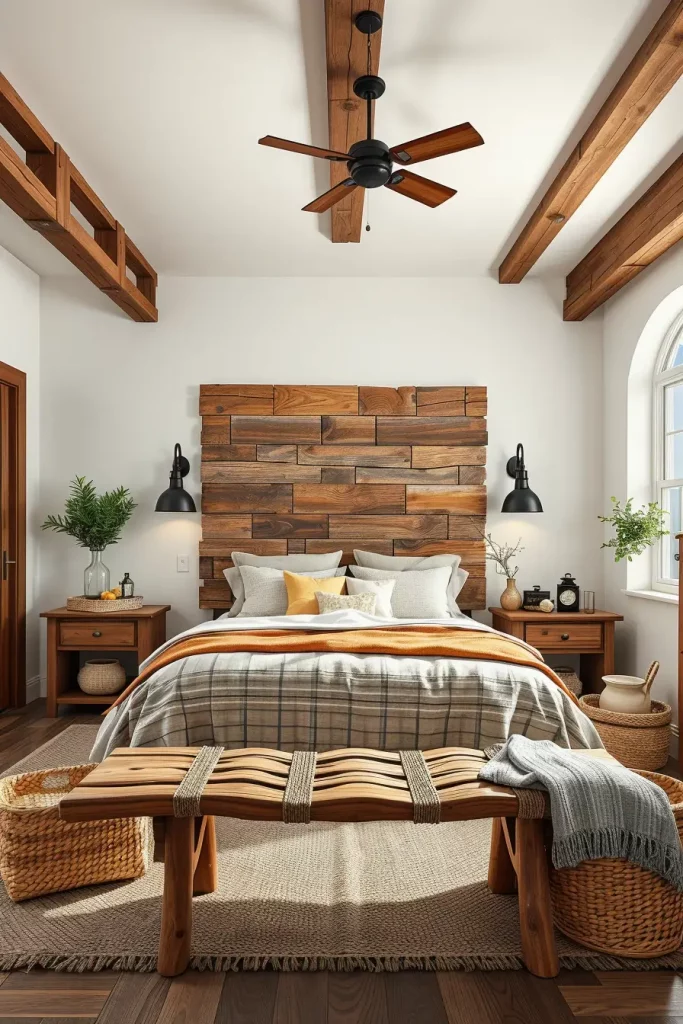 Rustic wood bedroom accents