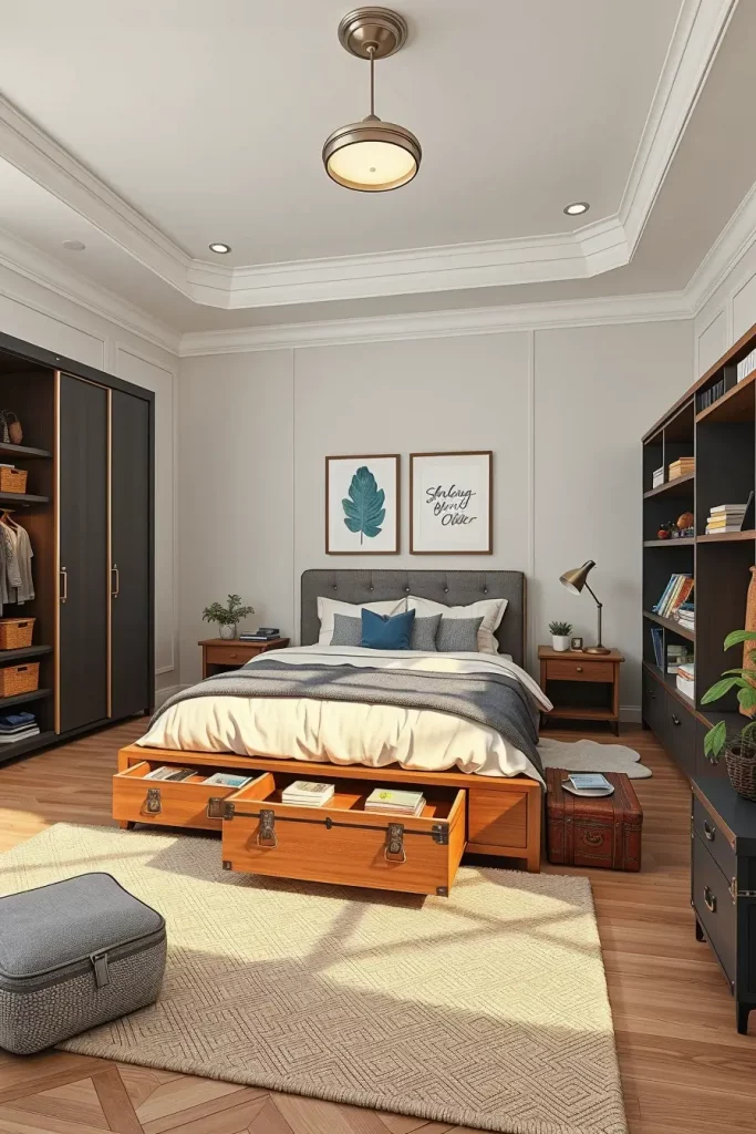 Organized cozy bedroom