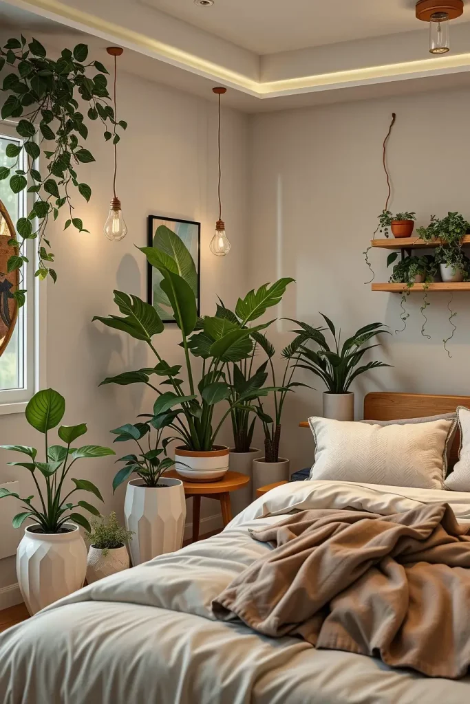 Indoor plants in bedroom