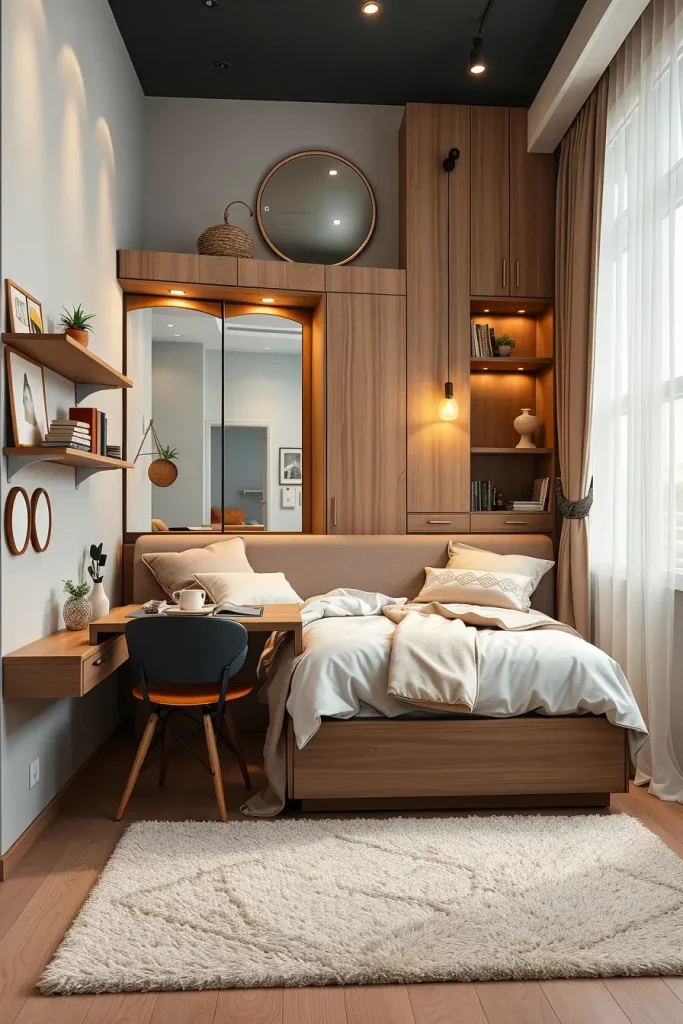 Compact cozy bedroom