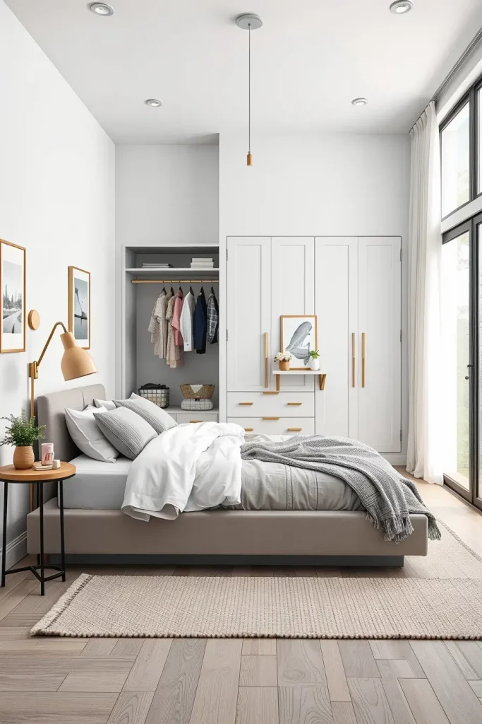 Minimalist girl's bedroom with clean lines