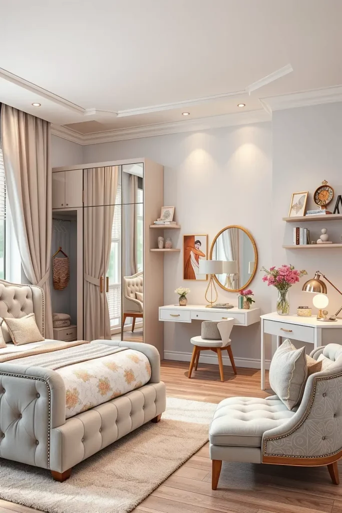 Vanity table with built-in lighting