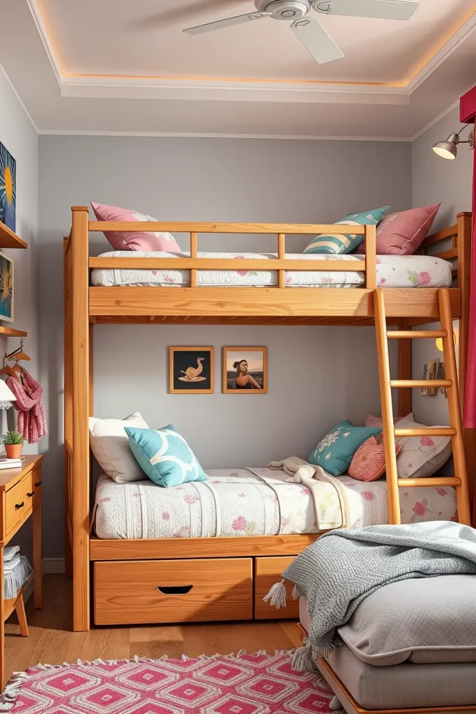 Bunk bed with matching side tables
