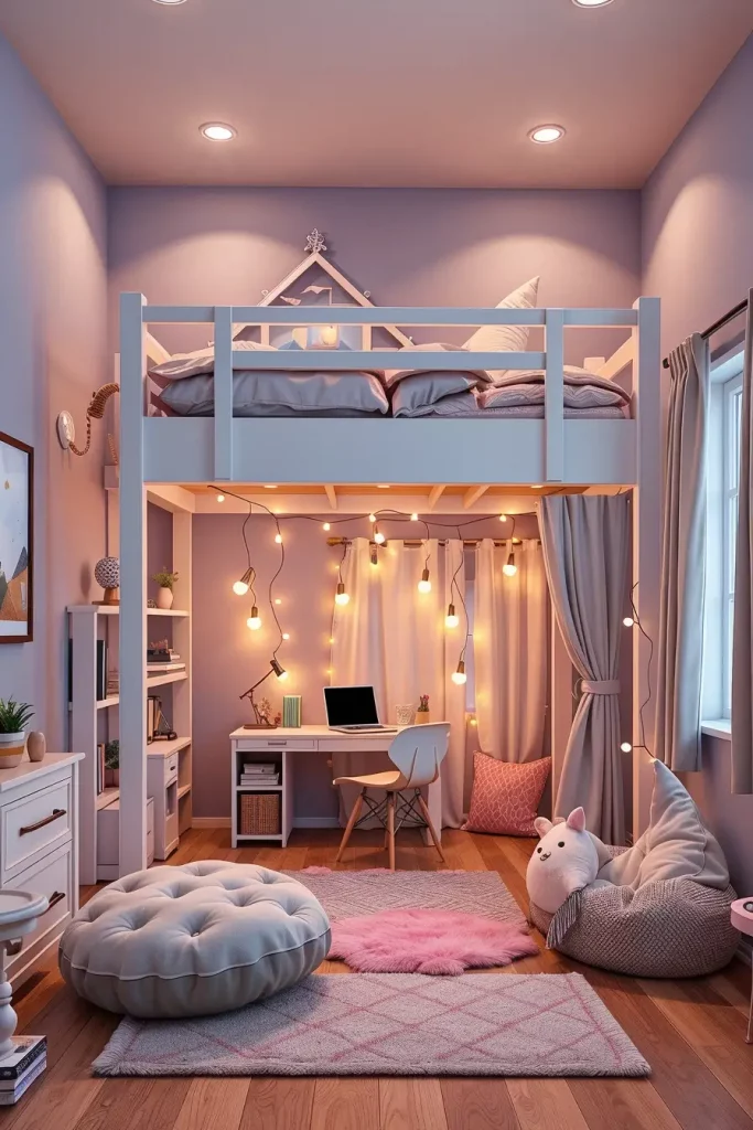 Loft bed with study area underneath