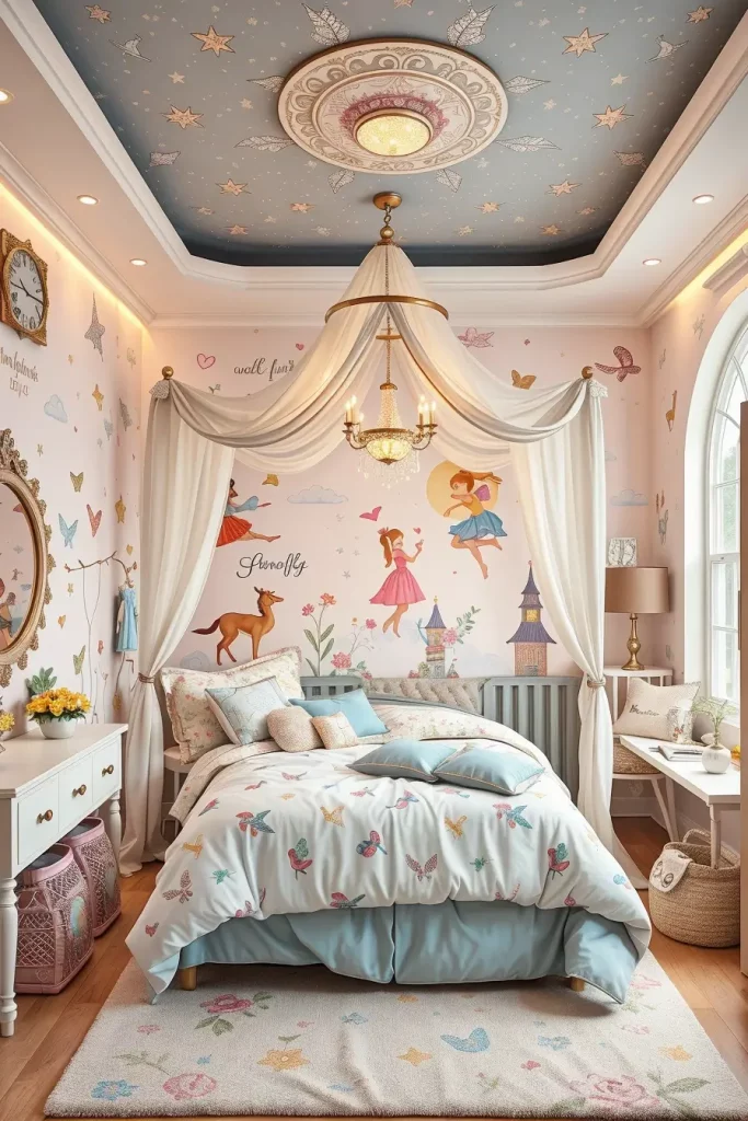 Galaxy themed girl's bedroom