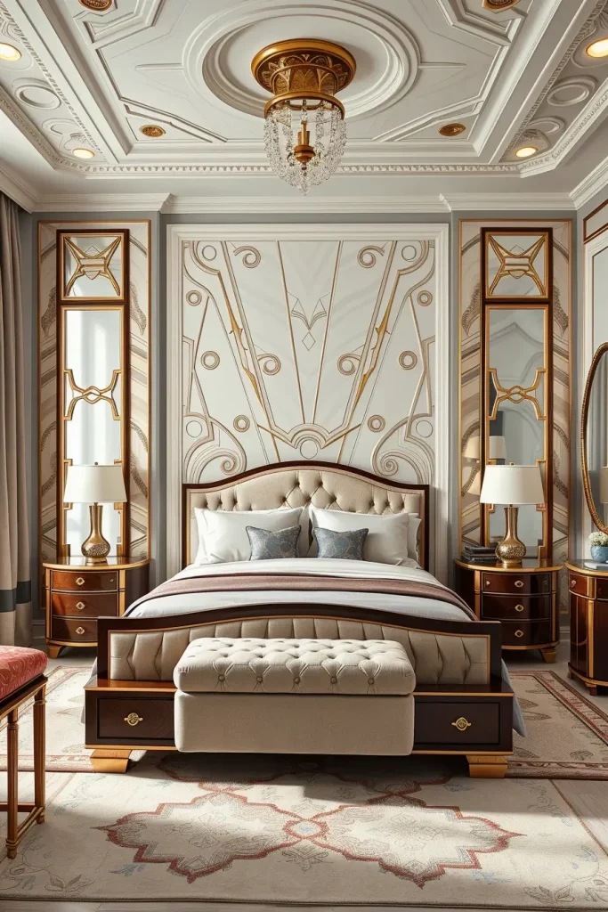 Symmetrical Art Deco Bedroom