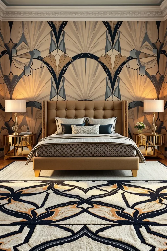 Geometric Wallpaper in Bedroom