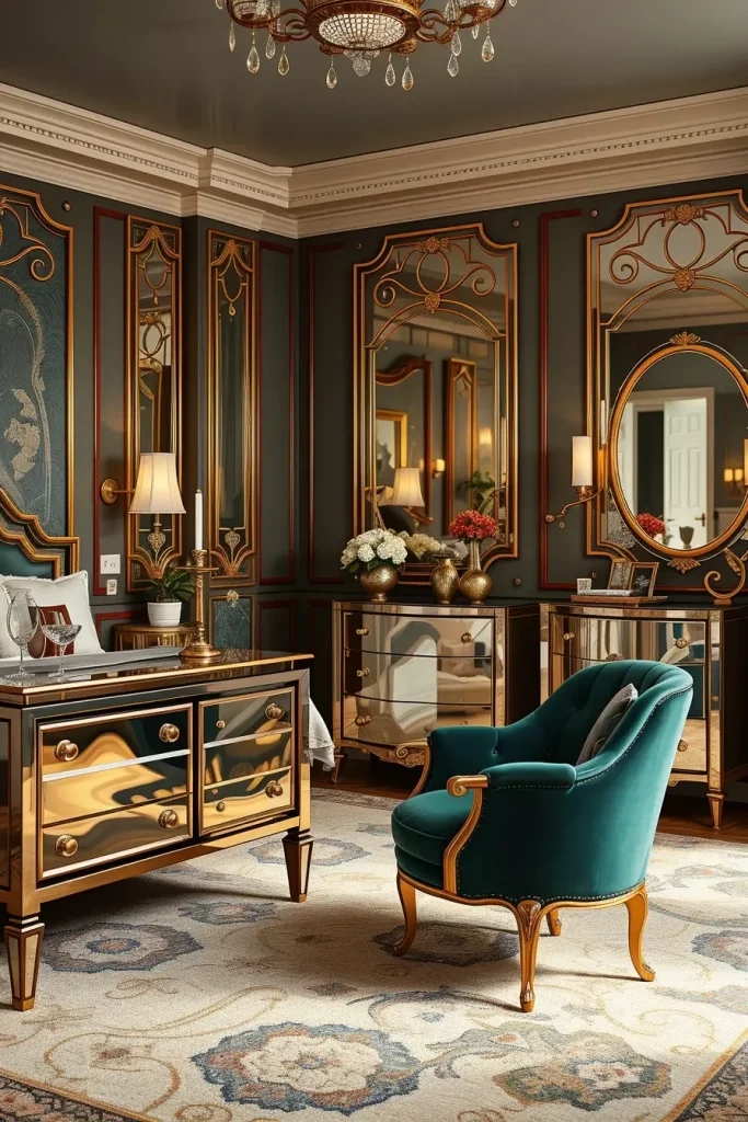 Metallic Accents in Bedroom