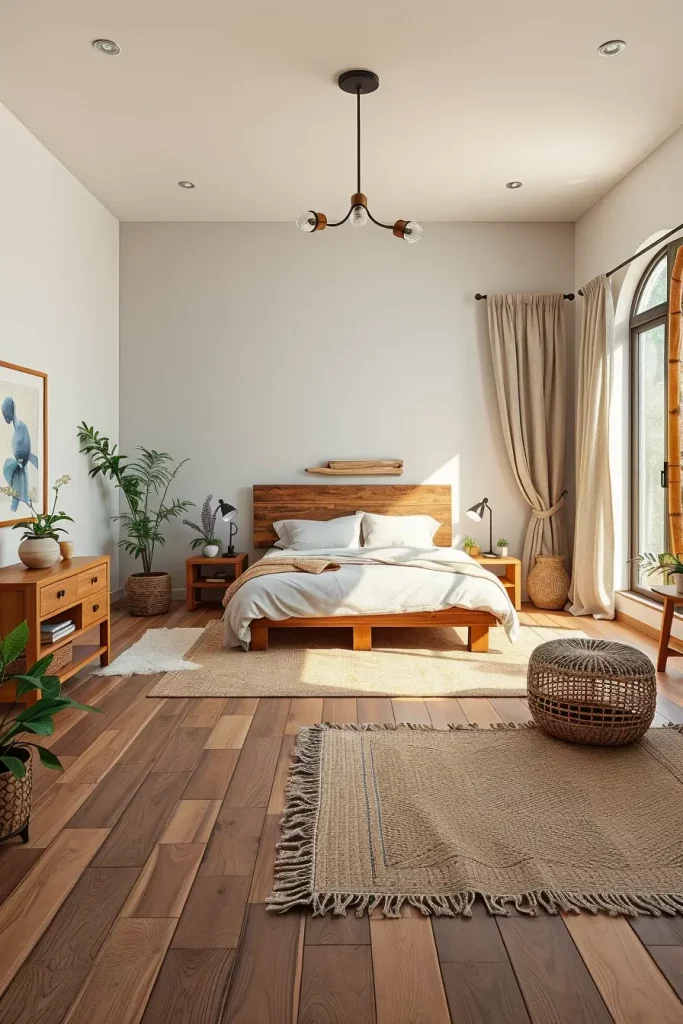 Natural materials in bedroom
