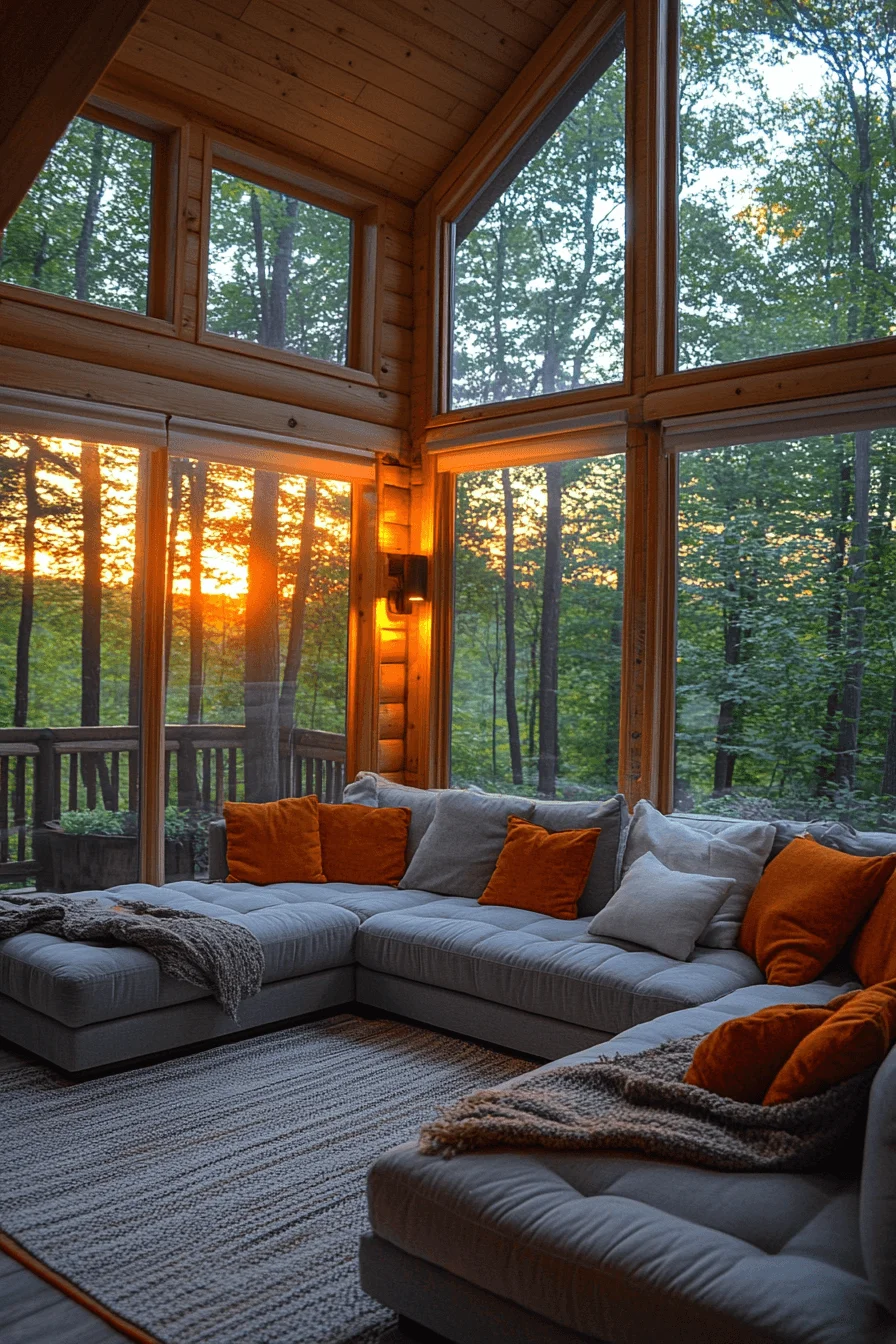 sunset view cabin aesthetic