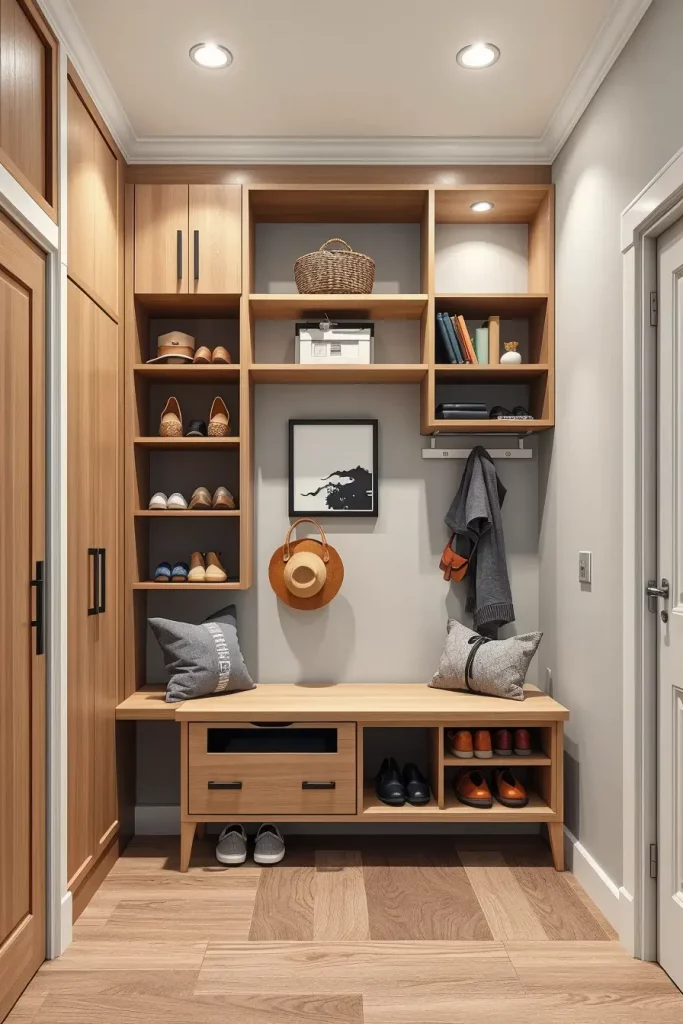 Slim storage furniture in entryway