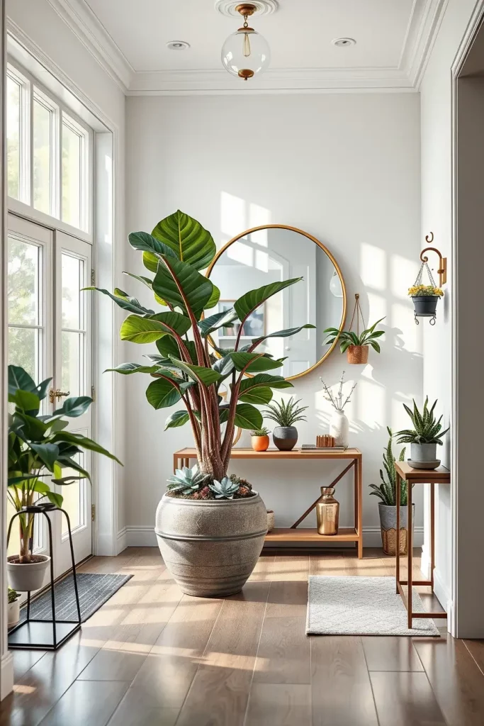 Indoor plants in entryway