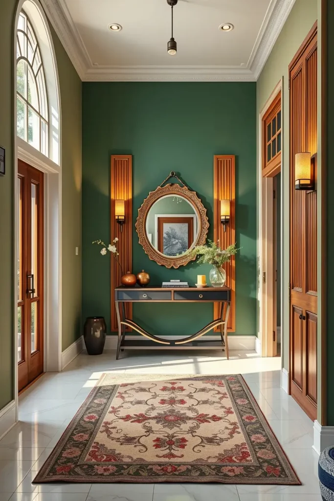 Bold accent wall in entryway