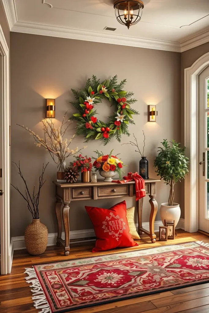 Seasonal decor in entryway