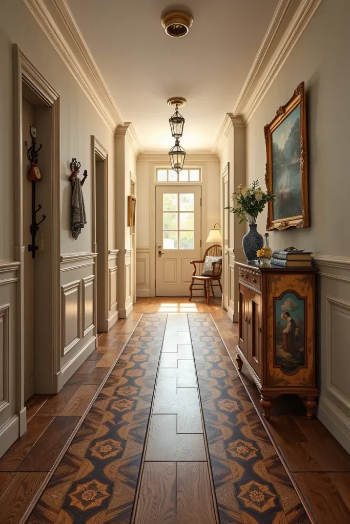 Muted color scheme in vintage hallway
