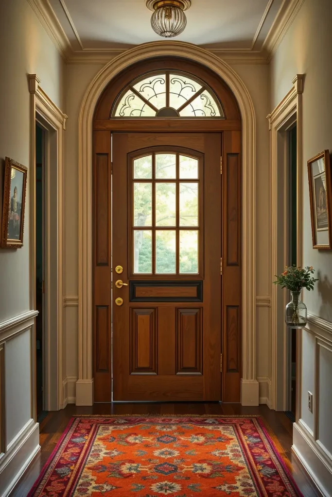 Restored vintage door in hallway